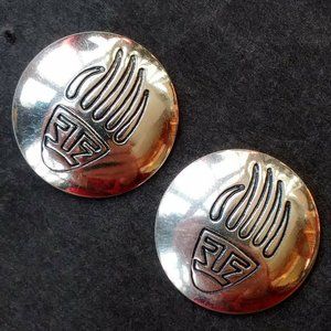 Vintage Native American Silver Overlay Earrings, Bear Paw